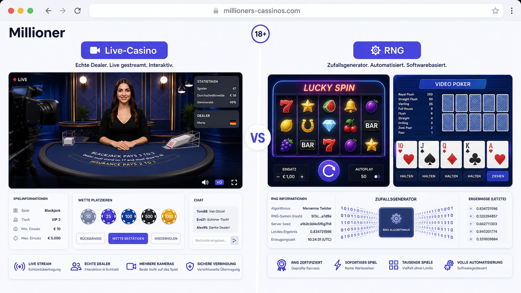 Live-Casino und klassische Casino-Spiele unterscheiden
