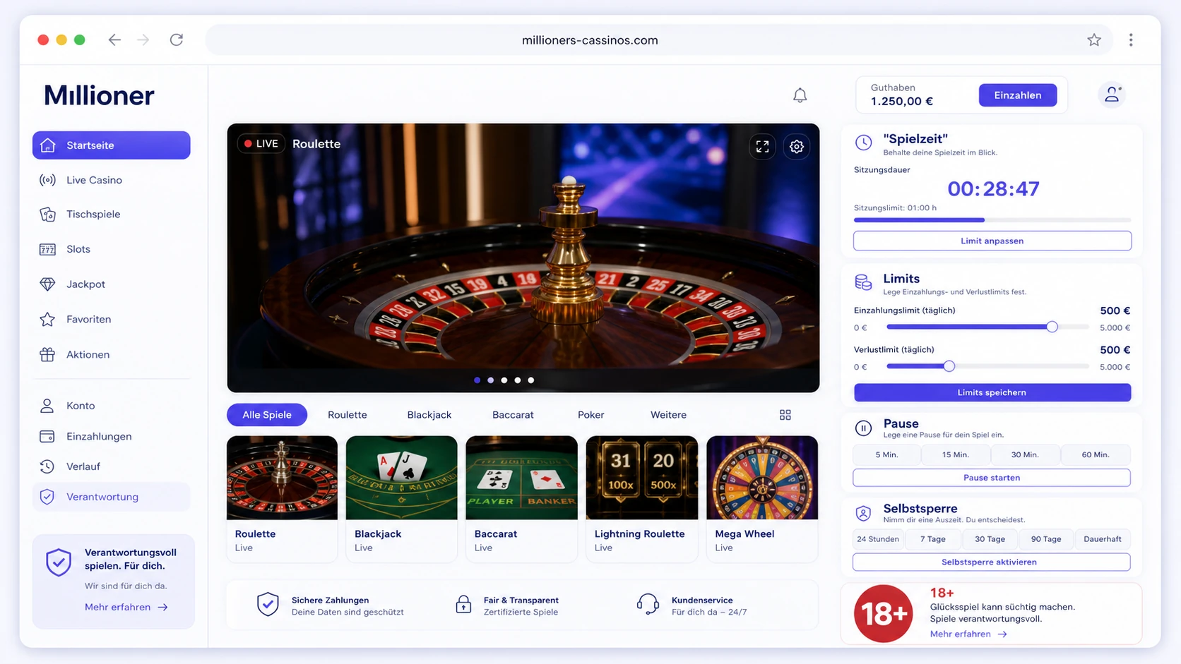 Live Casino und verantwortungsvolles Spielen