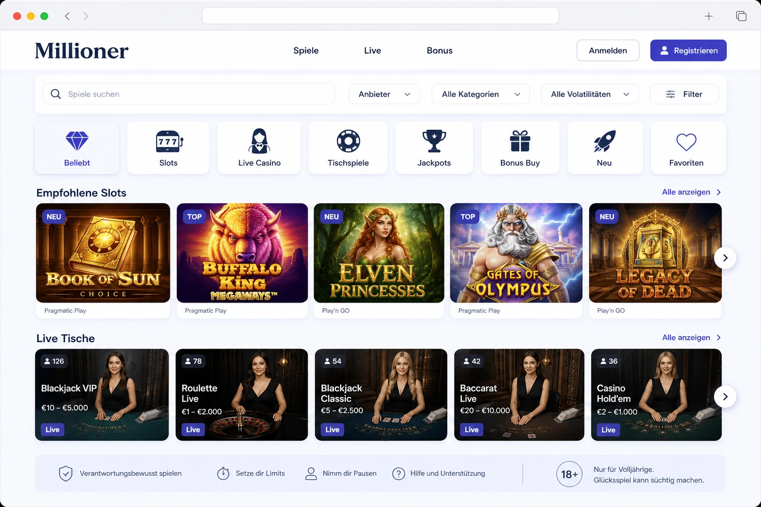 Millioner Online Casino und Casino Online richtig einordnen