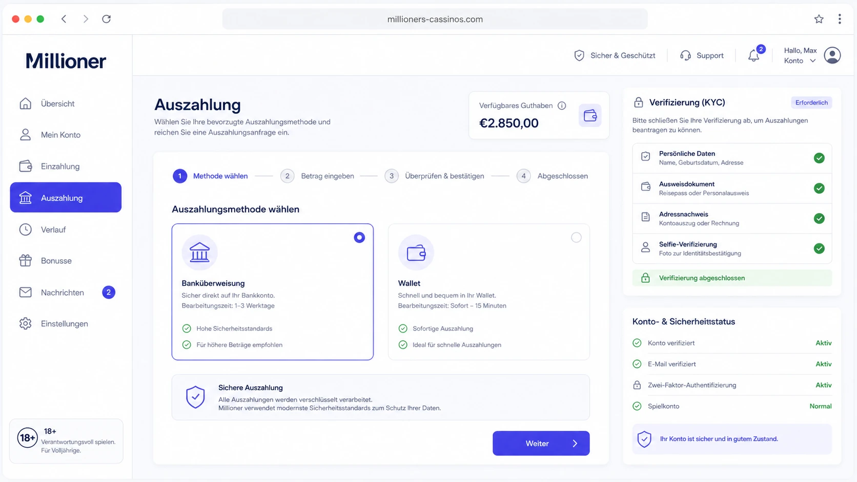Gewinnauszahlung und KYC
