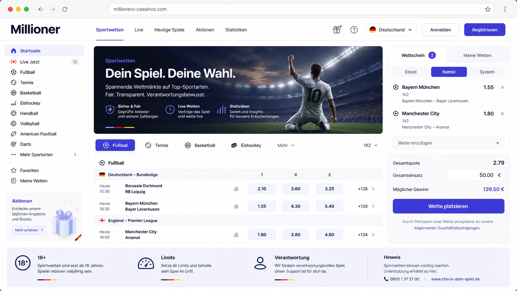 Millioner Casino Sportwetten in Deutschland